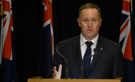 Prime Minister John Key announcing the election date at a post-Cabinet news conference