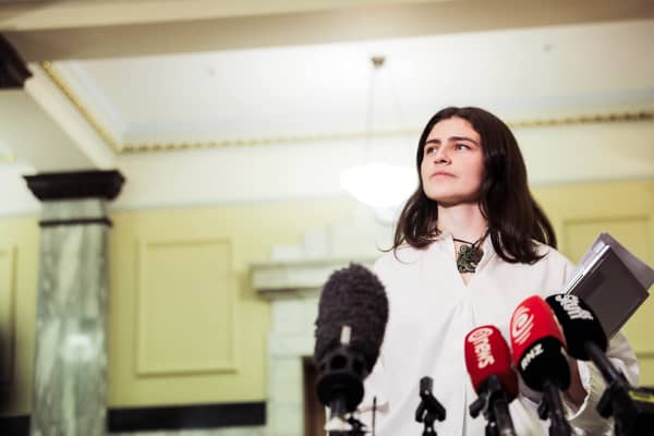 Chloe Swarbrick speaks to media following the Government's budget release