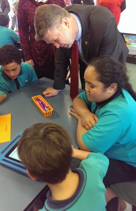 David Cunliffe at Peterhead School in Flaxmere.