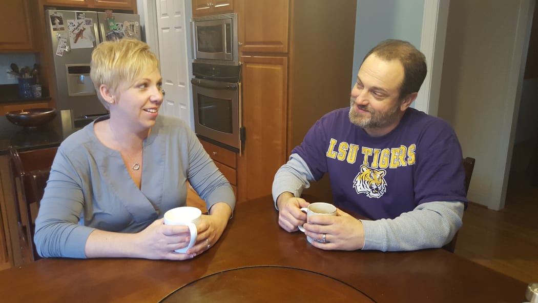 Tia O'Neill and Darren Gibbons, who live with their two children in Palmyra, a semi-rural town in Virginia, US.
