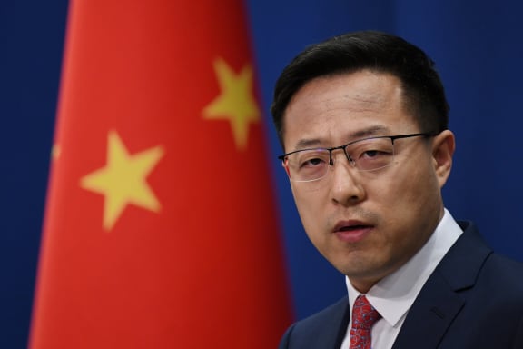 Chinese Foreign Ministry spokesperson Zhao Lijian speaks at the daily media briefing in Beijing on April 8, 2020.