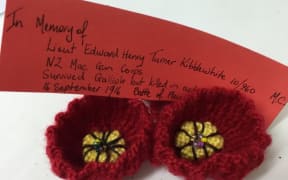 Handcrafted poppies in memory of Lieutenant Edward Kibblewhite.