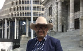 Rawiri Waititi arrives at Parliament.