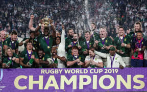 2019 Rugby World Cup Final, International Stadium Yokohama, Yokohama, Japan 2/11/2019
England vs South Africa
South Africa's Siya Kolisi lifts the Webb Ellis Trophy