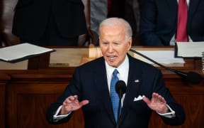 President Joe Biden delivers the annual State of the Union address to a joint session of Congress at the U.S. Capitol, Washington, DC, March 7, 2024. (Photo by Allison Bailey/NurPhoto) (Photo by Allison Bailey / NurPhoto / NurPhoto via AFP)