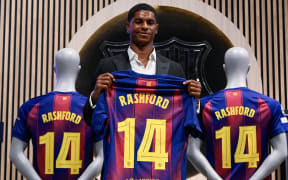 English forward Marcus Rashford who joined Barcelona on loan from Manchester United, 2025.