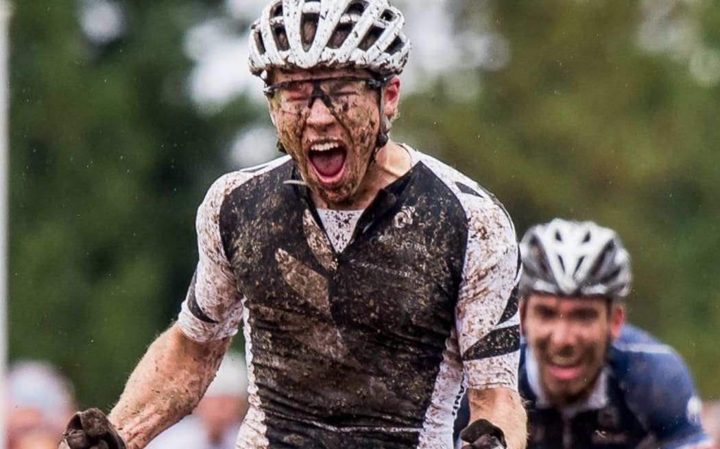 The New Zealand cross country mountain biker Anton Cooper wins the under-23 World Championship title, 2015.