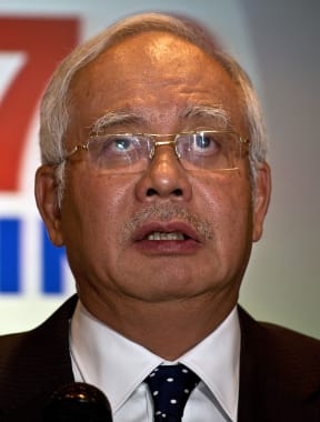 Malaysian Prime Minister Najib Razak during a media conference at a hotel near Kuala Lumpur.