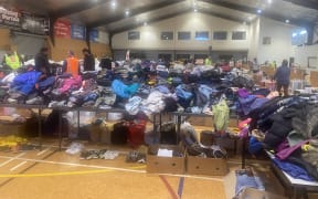 Donated goods at the Motueka Recreation Centre.