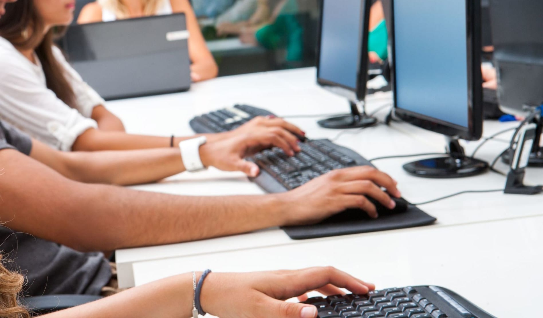Office workers on computers, office generic, computers generic
