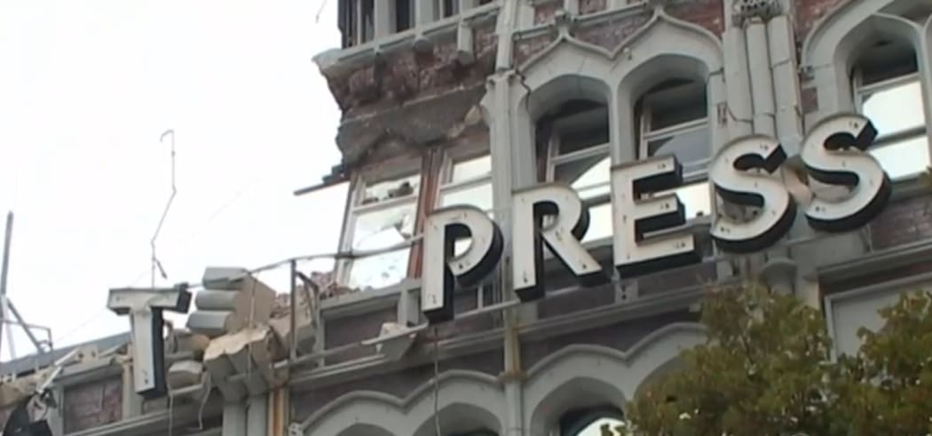 The Press building in central Christchurch was destroyed in the 2011 quake - but a paper still went out the next mornning.