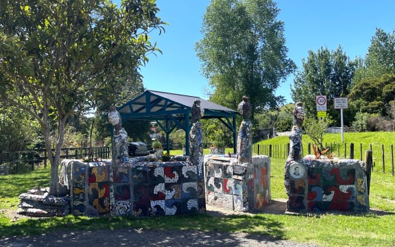 Kaitāia's old mosaic wall has been transformed into a public artwork which doubles as a memorial and picnic area in the tiny Far North town of Broadwood.