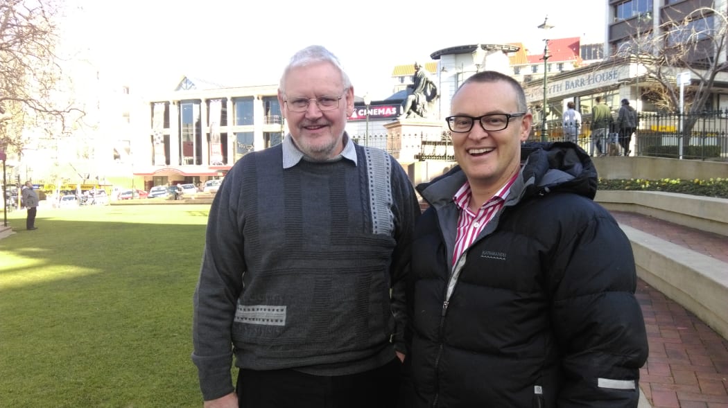 Dunedin Night Shelter Trust chair David Brown (left) and Dunedin North MP David Clark ahead of tonight's fundraising event.