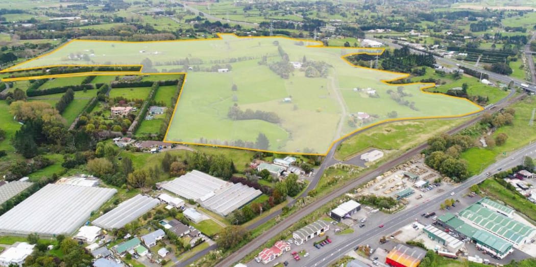 The land in East Drury that Kiwi Property is planning to develop with a new town centre and residential development.