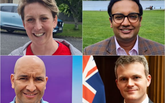 Labour candidate Georgie Dansey, Dr Gaurav Sharma, National candidate Tama Potaka and ACT list MP, Dr James McDowall.
