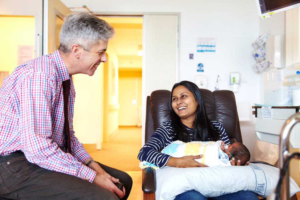 Frank Bloomfield with mother and baby in Diamond Study