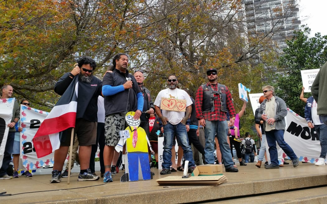 Vic Tamati told the marchers he was a former perpetrator of family violence.