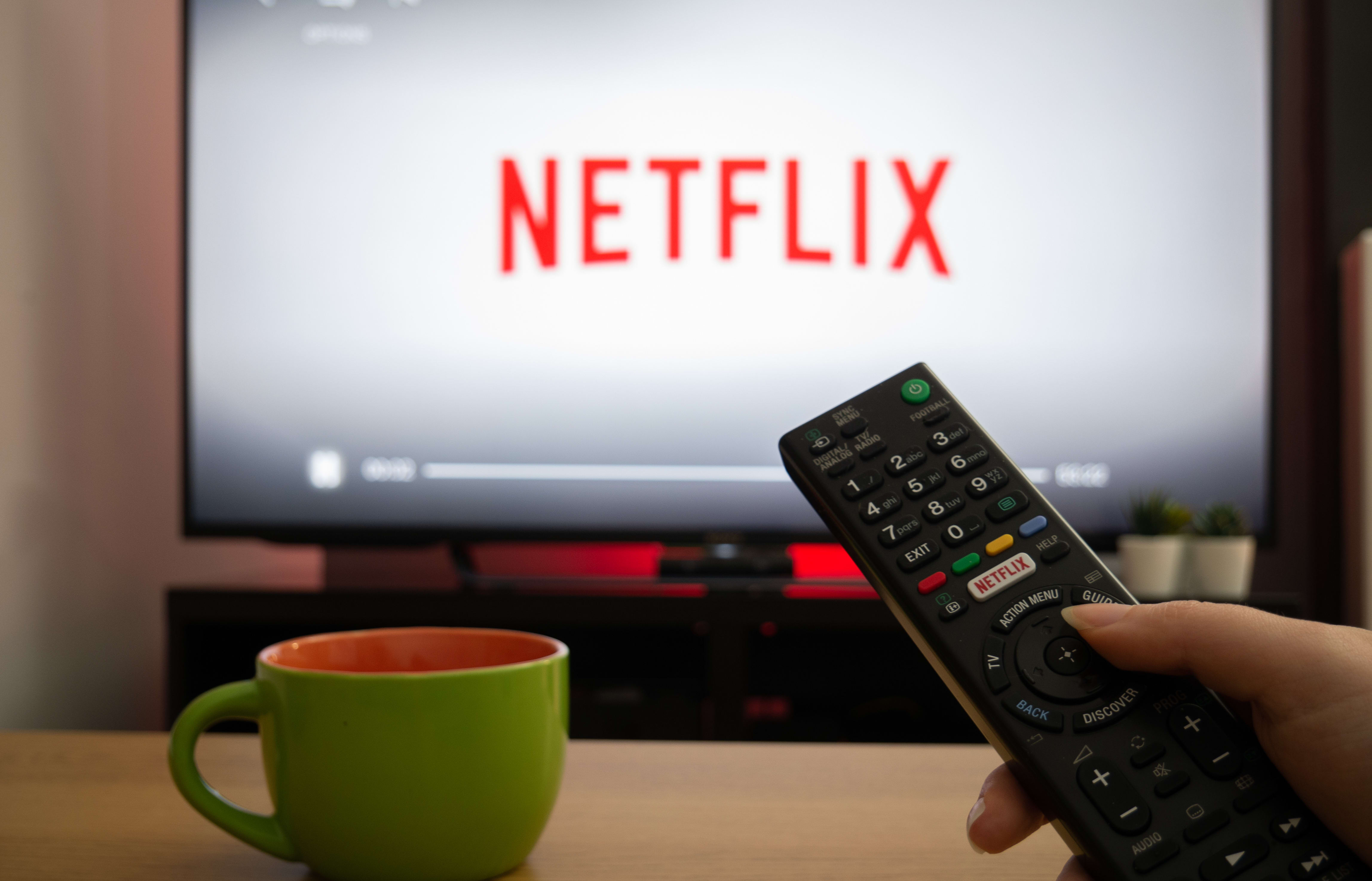 TV Television with Netflix logo in background.