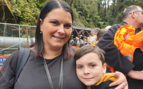 Cloe Nieper, whose husband Kane died in the mine in 2010. She and their son Kalani, visited the portal for the first time today.