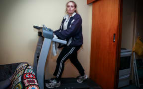 Debbie Port on her $3000 treadmill.