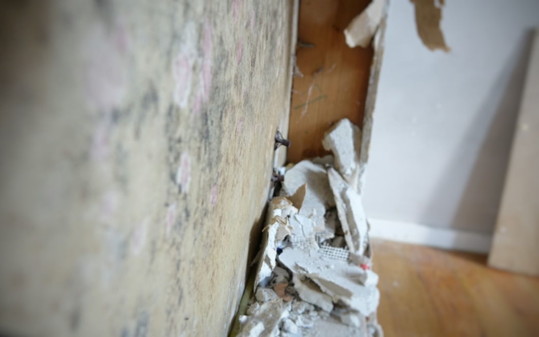 The mouldy interior of Te Ao Marama Wensor's home.