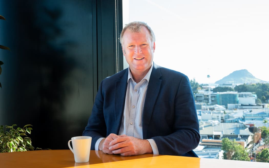 Tauranga Mayor Mahé Drysdale in his new top floor office at 90 Devonport.