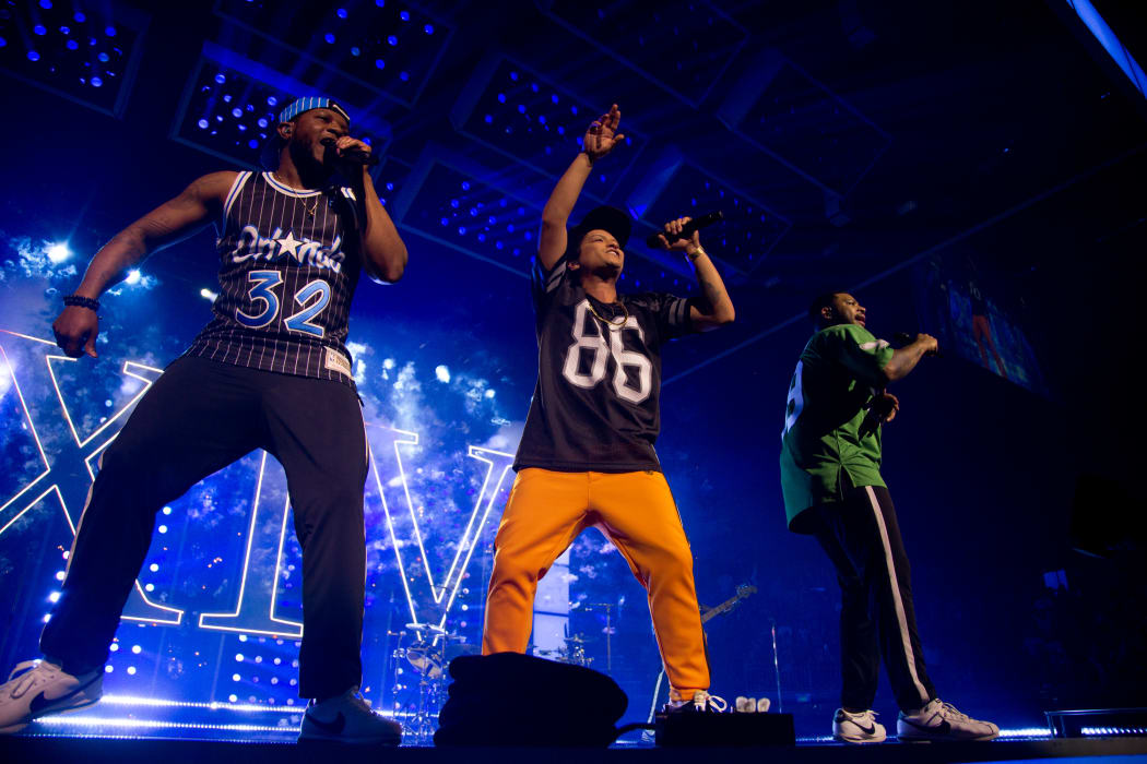Bruno Mars on stage at Spark Arena