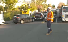 Traffic gridlock at Herne Bay's Curran Street onramp to the Auckland Harbour Bridge.
