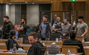 Jibran Safi, right, and his brothers chant at Tarrant - victim impact statement.

PHOTO: JOHN KIRK-ANDERSON

Sentencing for Brenton Tarrant on 51 murder, 40 attempted murder and one terrorism charge.