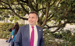 ACT Party leader David Seymour on a walkabout in Newmarket, Auckland.