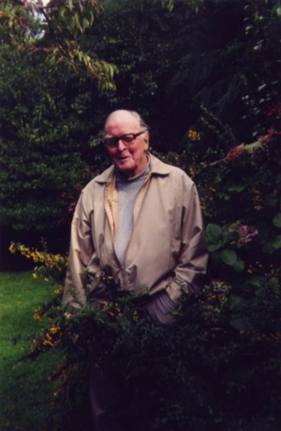 Lilburn in his garden, c. 1996