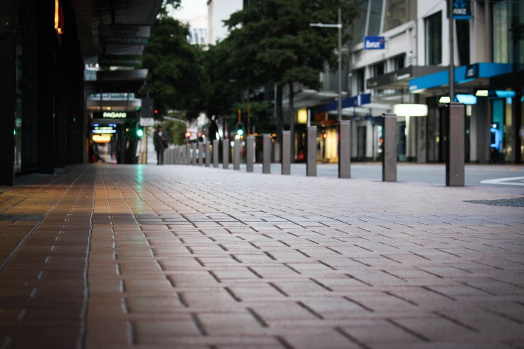 Central Wellington on the morning of 26 March, on the first day of the nationwide Covid-19 lockdown.