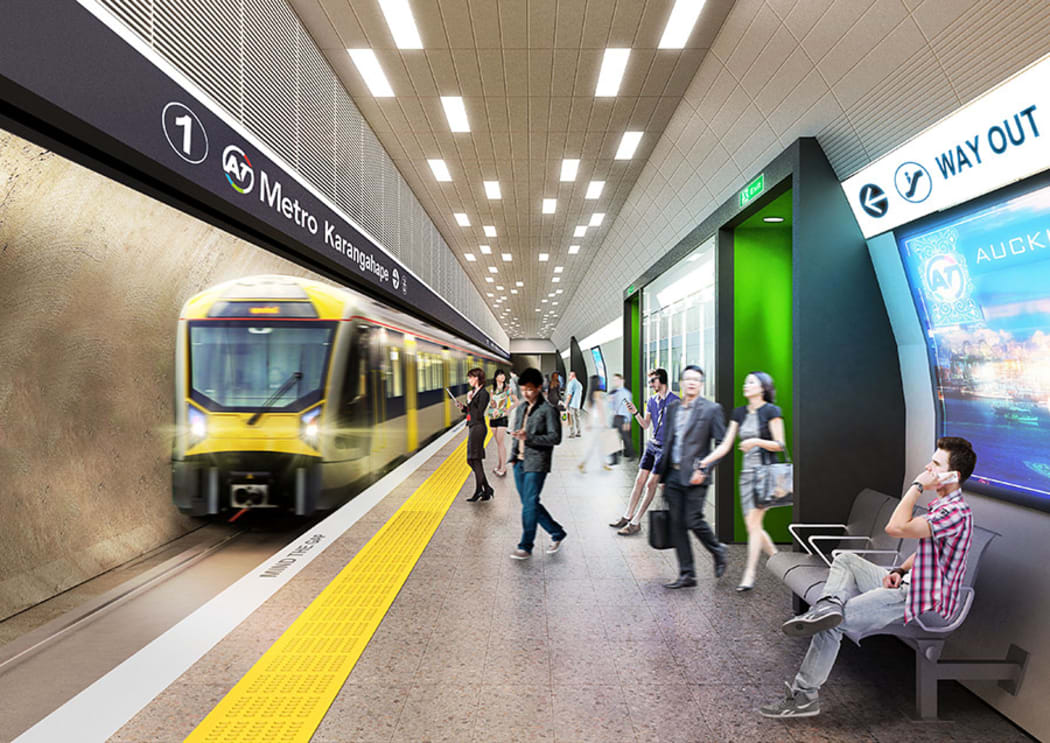 A platform view of the proposed Karangahape Road station (artist's impression)