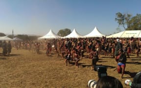 Powhiri for the official party at the site of the Battle of Orakau.