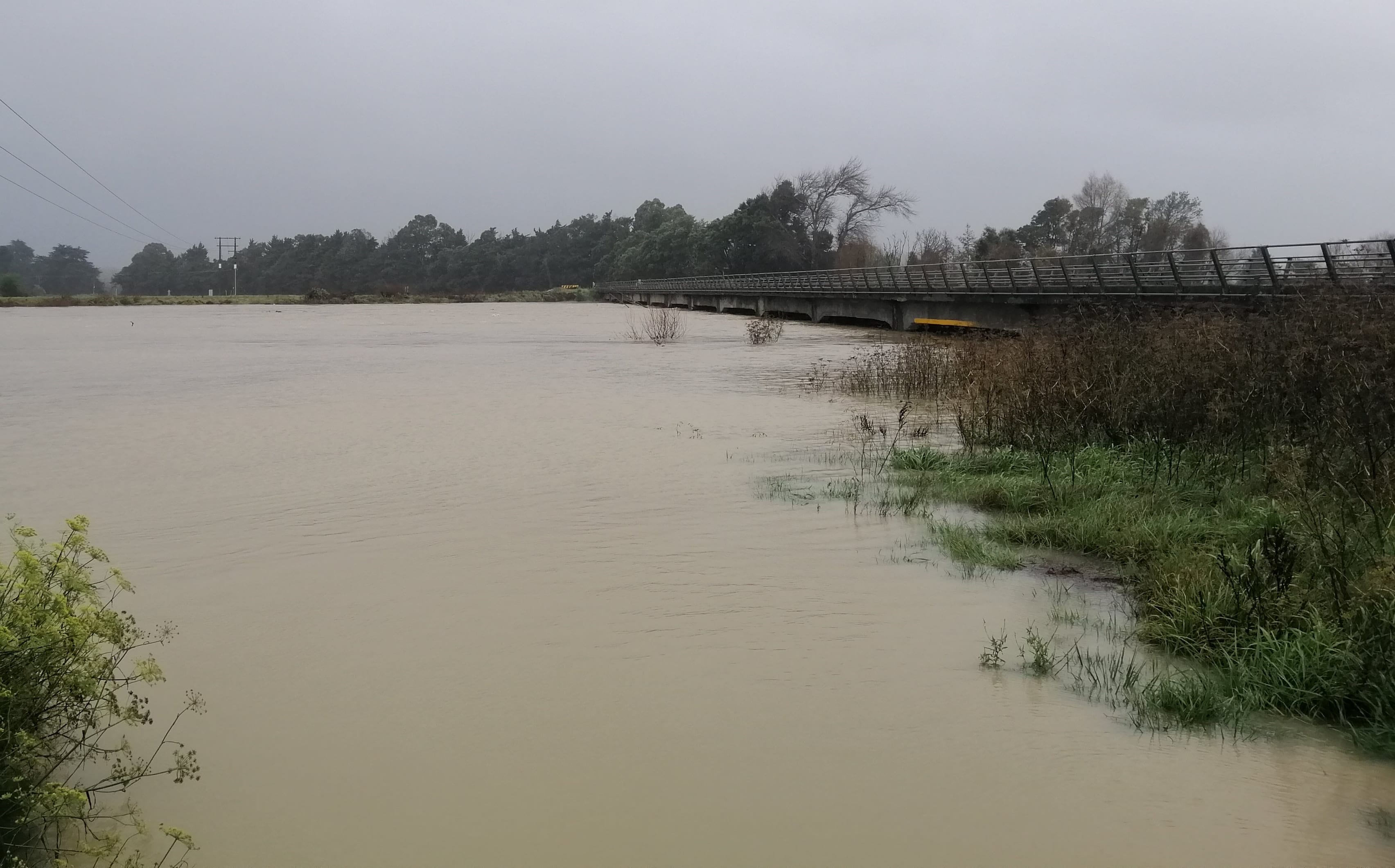 Waihenga River bridge closed after rising river levels from heavy rain.