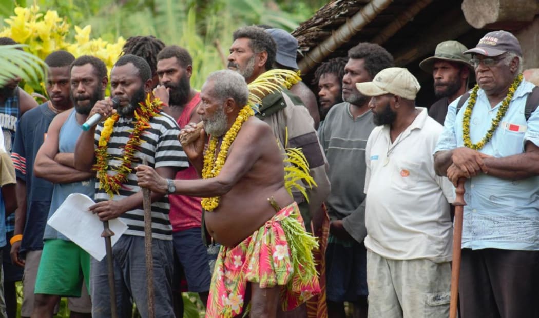 Paramount Chief Taribuluk and his Council of Fanafo Community on Santo