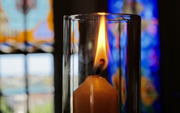 Candle and stained glass