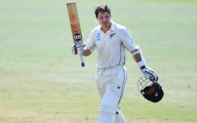 BJ Watling celebrates his double century during play on Day 4. 1st Test match. New Zealand Black Caps v England. International Cricket at Bay Oval, Mt Maunganui, New Zealand. Sunday 24 November 2019 Â© Copyright Photo: Andrew Cornaga / www.photosport.nz