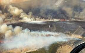 Firefighters continue to battle the Tongariro National Park wildfire. Pics taken on 10 Nov