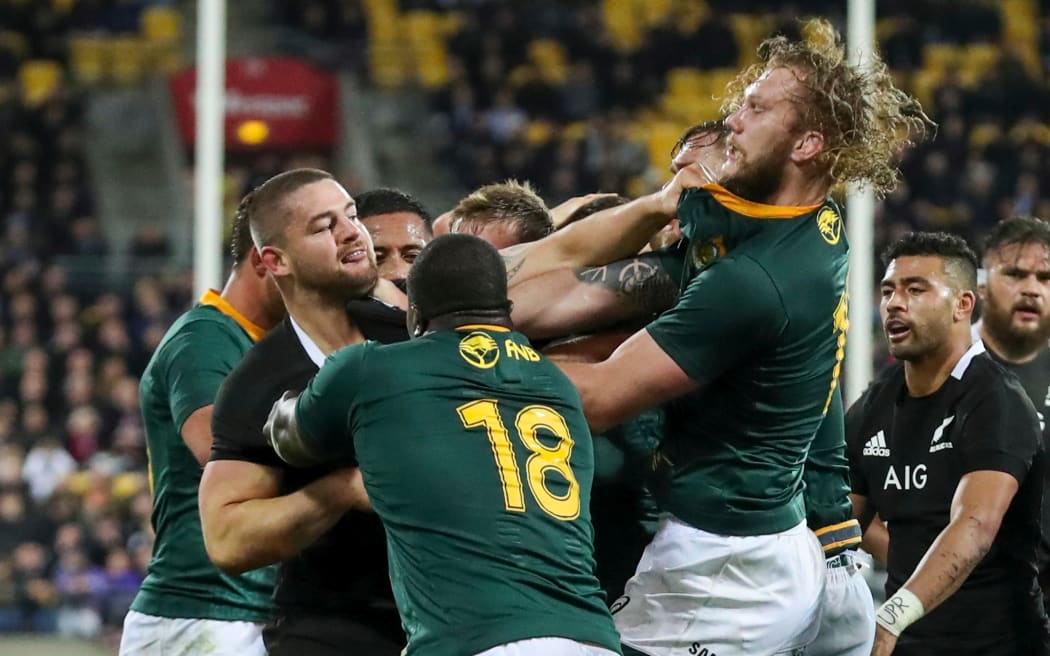 All Blacks prop Dane Coles up against Springboks.