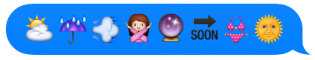 iPhone screenshot of emoji showing forecast end to cold snap