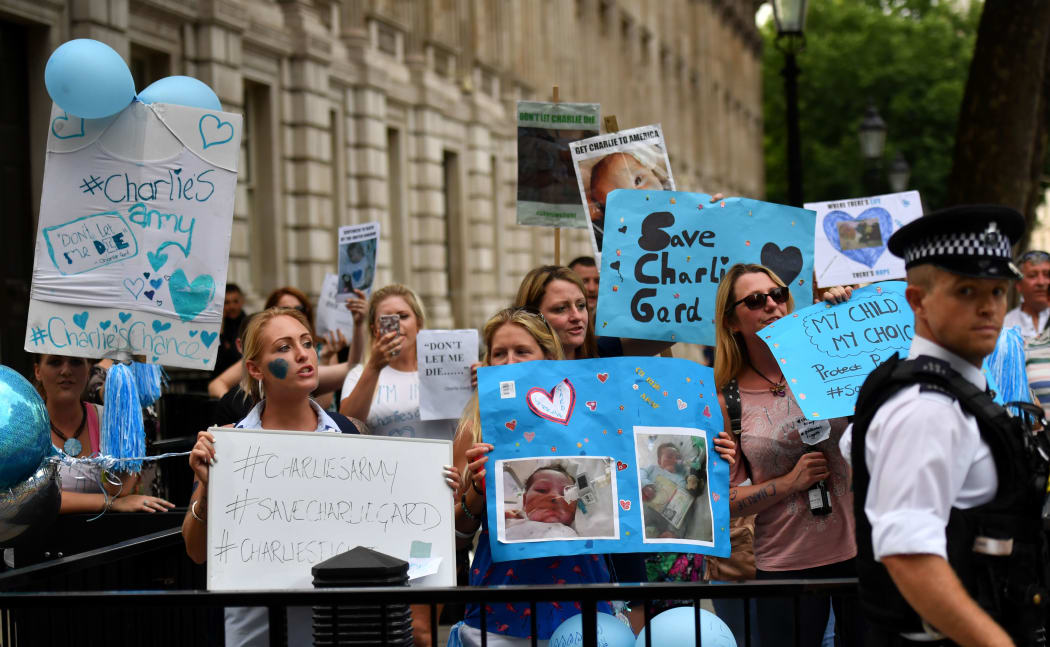 People gather in support of continued medical treatment for Charlie Gard.