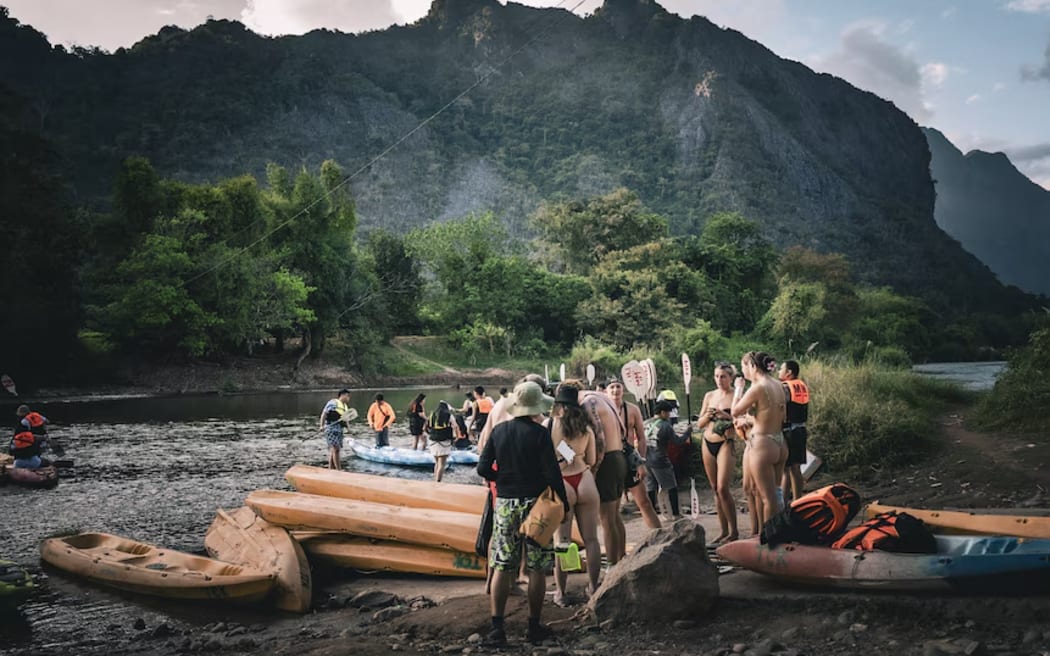 Vang Vieng is a popular backpacker destination in northern Laos.