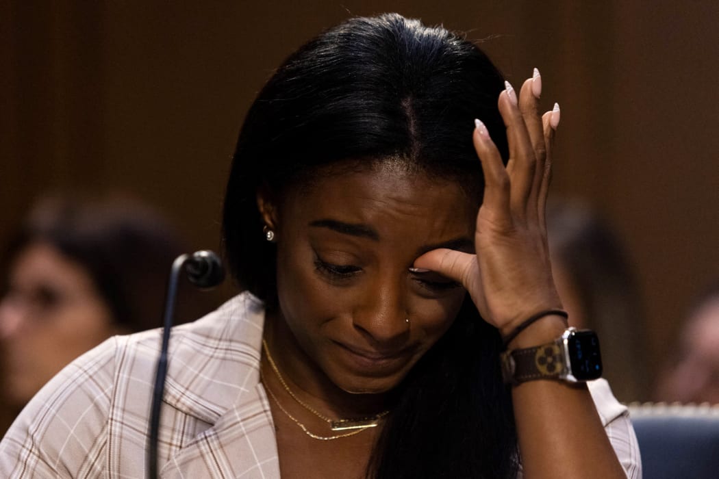 US Olympic gymnast Simone Biles testifies during a Senate Judiciary Committee hearing about the Inspector General's report on the FBI's handling of the Larry Nassar investigation. 15 September 2021, Washington, DC.