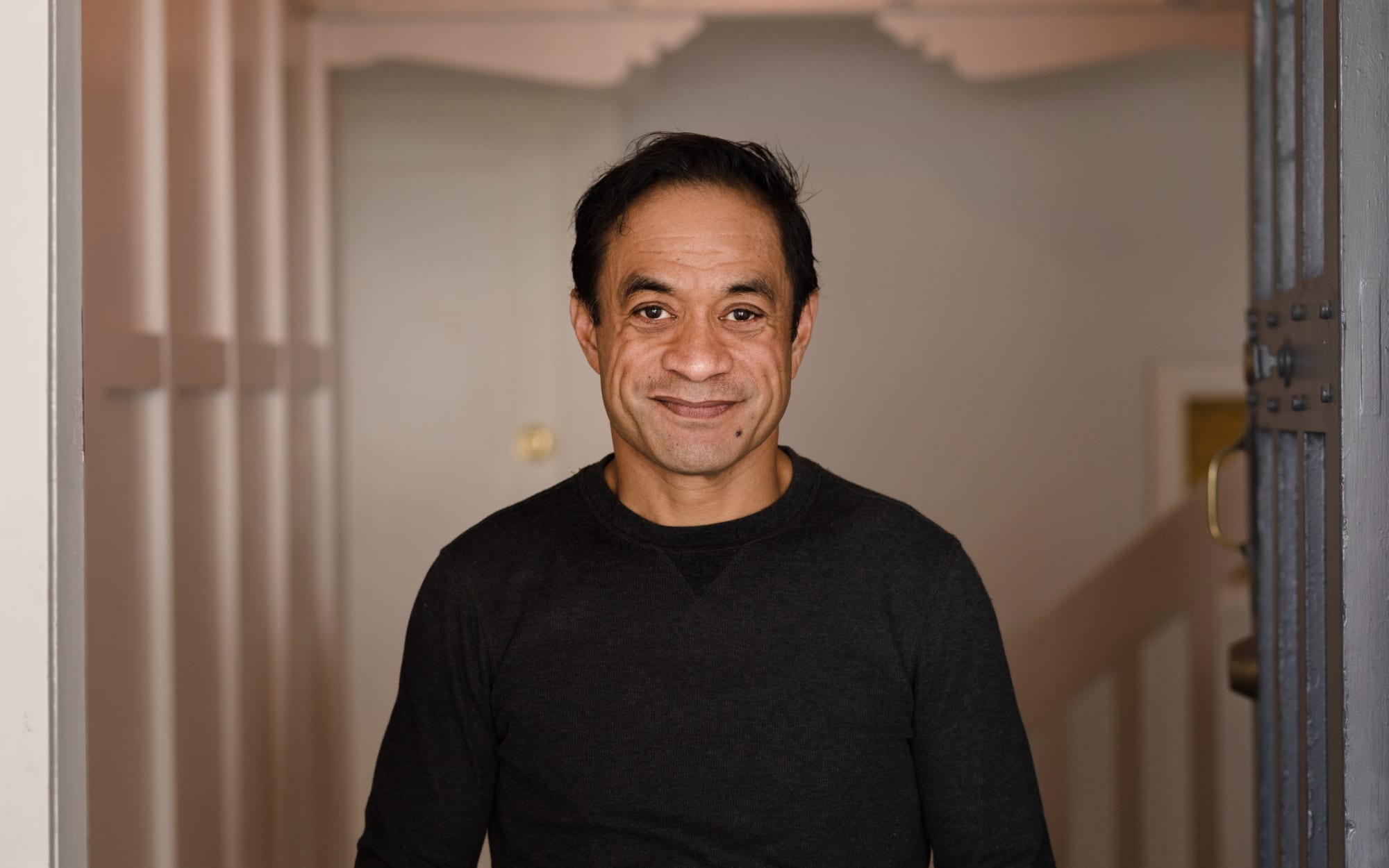 Portraits of people in lockdown. Zumba instructor John Tavae at his home where he now runs his classes online.
