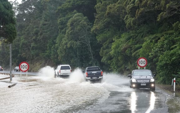SH10 in Northland during flooding