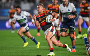 Cortez Ratima of the Chiefs scores the winning try against the Blues at Eden Park.
