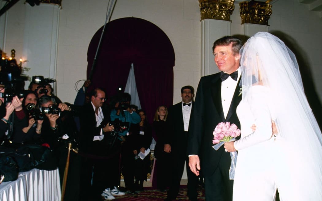 Donald Trump and Marla Maples are seen at their wedding in December 1993.