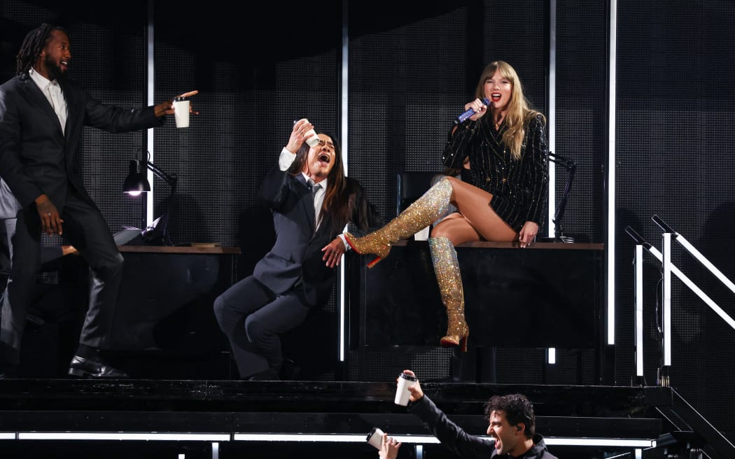 US singer Taylor Swift performs on stage during a concert as part of her Eras World Tour in Sydney on February 23, 2024. (Photo by DAVID GRAY / AFP)