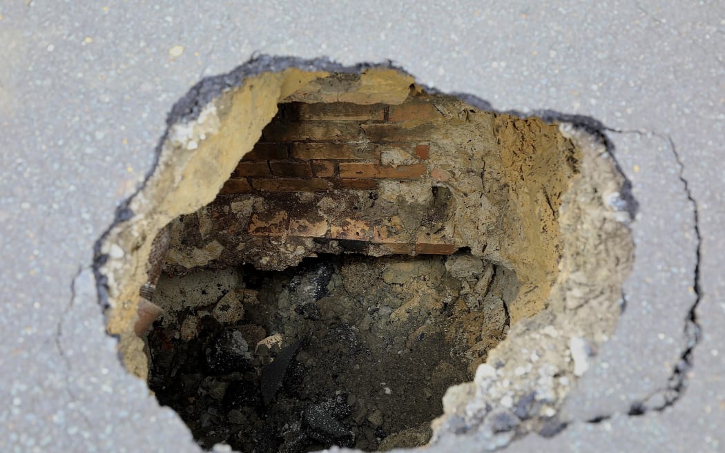 The sinkhole in St Marys Bay